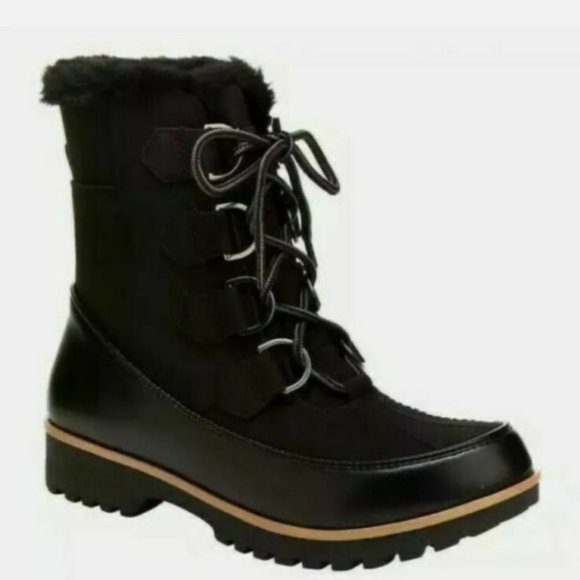 NIB JAMBU ANKLE BOOTS JBU WEATHER READY FAUX FUR COZY BLACK - Picture 4 of 6